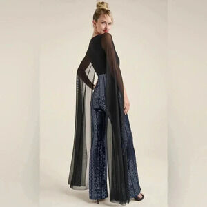 VENUS🖤🪩Black Jumpsuit with Sequin bottom 🪩🖤 size Large NWOT